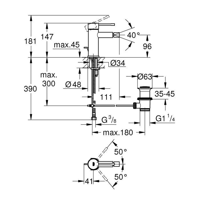 Змішувач з донним клапаном Grohe Essence (24178001) Змішувач з донним клапаном Grohe Essence (24178001)