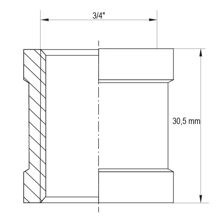 Муфта Koer KF.C08.WN - 3/4" без нікелю (MX1492) Муфта Koer KF.C08.WN - 3/4" без нікелю (MX1492)