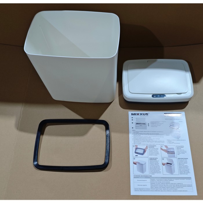 Відро для сміття сенсорне прямокутне Mixxus WAVE-TC0110 White 10 л колір білий (MI7073) Відро для сміття сенсорне прямокутне Mixxus WAVE-TC0110 White 10 л колір білий (MI7073)