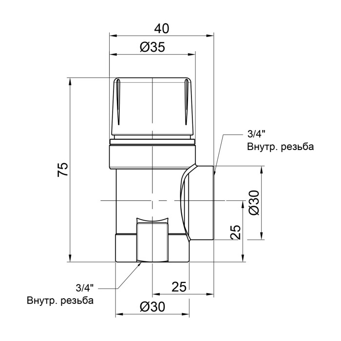 Запобіжний клапан Icma 3/4" ВР 2,5 бар №241 Запобіжний клапан Icma 3/4" ВР 2,5 бар №241