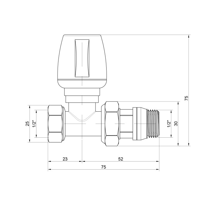 Кран радіаторний Icma 1/2" з антипротіканням прямий №1117 Кран радіаторний Icma 1/2" з антипротіканням прямий №1117