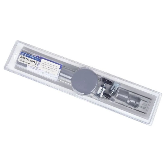 IT03-FT19/600 ITAL Душовий трап 600 мм, поворот. 360, комбін.затвор, Brushed nickel (блістер) {5/1} IT03-FT19/600 ITAL Душовий трап 600 мм, поворот. 360, комбін.затвор, Brushed nickel (блістер) {5/1}