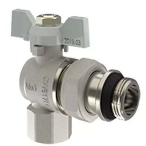 Кран кульовий з американкою кутовий V&G Optima    1/2"ВЗ (білий метелик) {15}