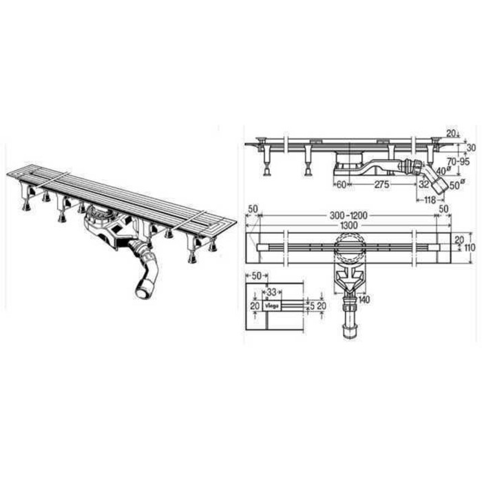 Душовий лоток Advantix Vario 30-120 см VIEGA 721671 Душовий лоток Advantix Vario 30-120 см VIEGA 721671