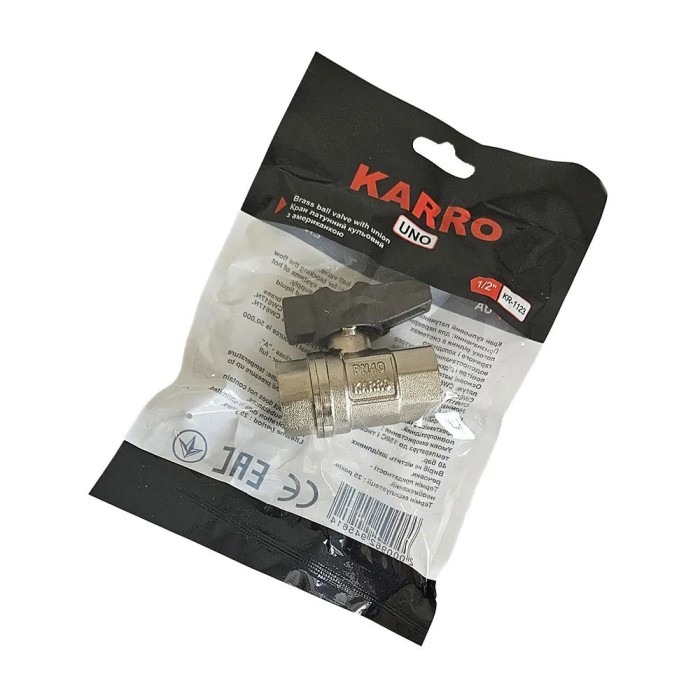 Кран кульовий KARRO UNO 3/4" ВВ (чорний метелик) {120/12} Кран кульовий KARRO UNO 3/4" ВВ (чорний метелик) {120/12}
