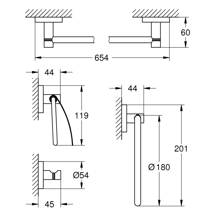Набір аксесуарів 4 в 1 Grohe Essentials New (40776001) Набір аксесуарів 4 в 1 Grohe Essentials New (40776001)