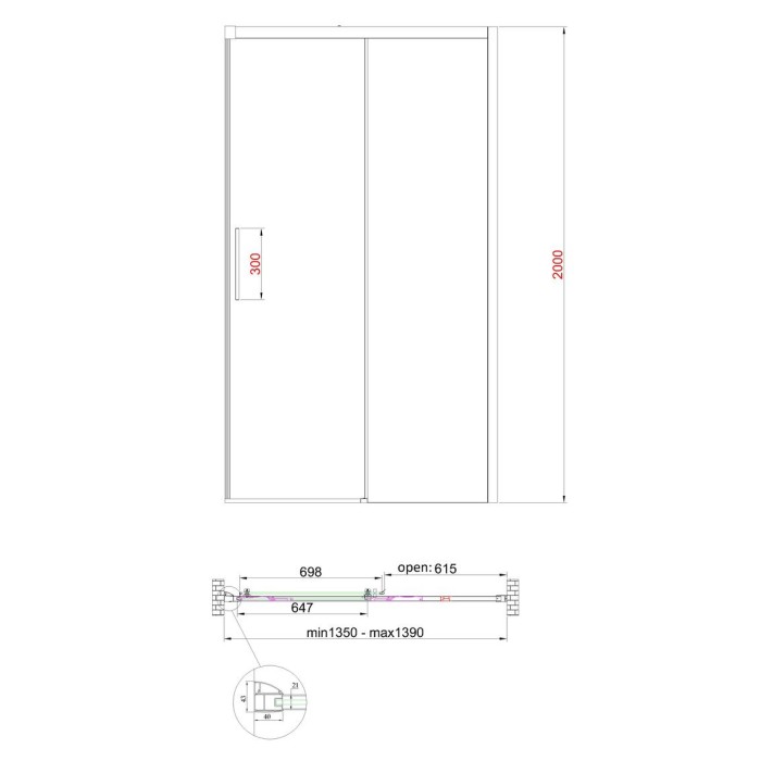 Двері в нішу Koer SR SD05-140x200-TR-01 прозоре скло Easy Clean 6мм, хром (KR5406) Двері в нішу Koer SR SD05-140x200-TR-01 прозоре скло Easy Clean 6мм, хром (KR5406)