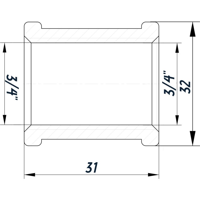 Муфта 3/4″ВВ нікельована NM441L OPTIMUM Муфта 3/4″ВВ нікельована NM441L OPTIMUM