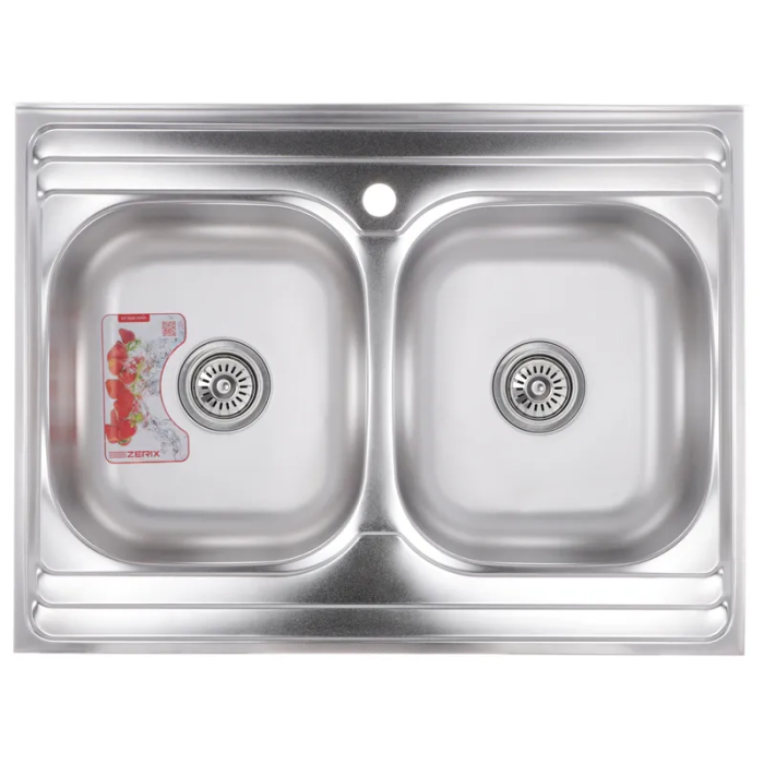 Кухонна мийка накладна Zerix Z8060B-08-180E (Satin) (ZX1620) Кухонна мийка накладна Zerix Z8060B-08-180E (Satin) (ZX1620)
