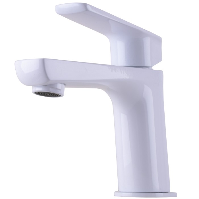 Змішувач для умивальника TOPAZ LEXI TL 21201-H57-W на гайці, Білий глянець ,шланги TAQ-M1055,D25 Змішувач для умивальника TOPAZ LEXI TL 21201-H57-W на гайці, Білий глянець ,шланги TAQ-M1055,D25