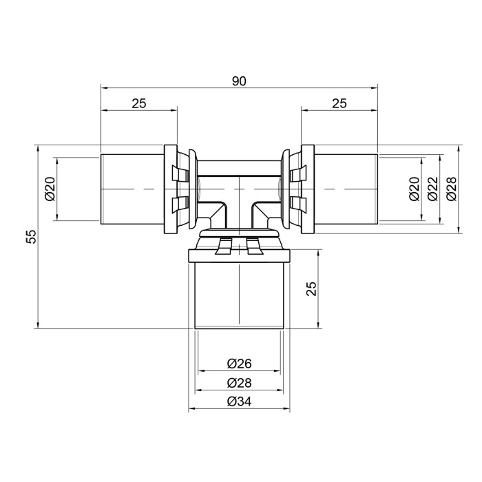 Трійник прес Icma 20х26х20 №406 Трійник прес Icma 20х26х20 №406