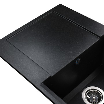 Гранітна мийка Globus Lux KOMO чорний металік 790х500мм-А0001