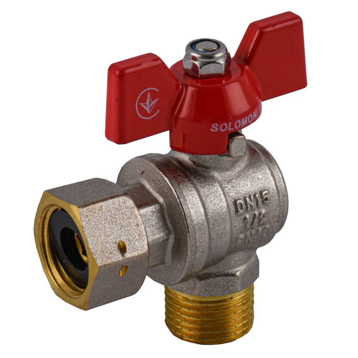 Кран кульовий кутовий з накидною гайкою SOLOMON 1/2″ ЗВ PN40 (V4002-S) Кран кульовий кутовий з накидною гайкою SOLOMON 1/2″ ЗВ PN40 (V4002-S)