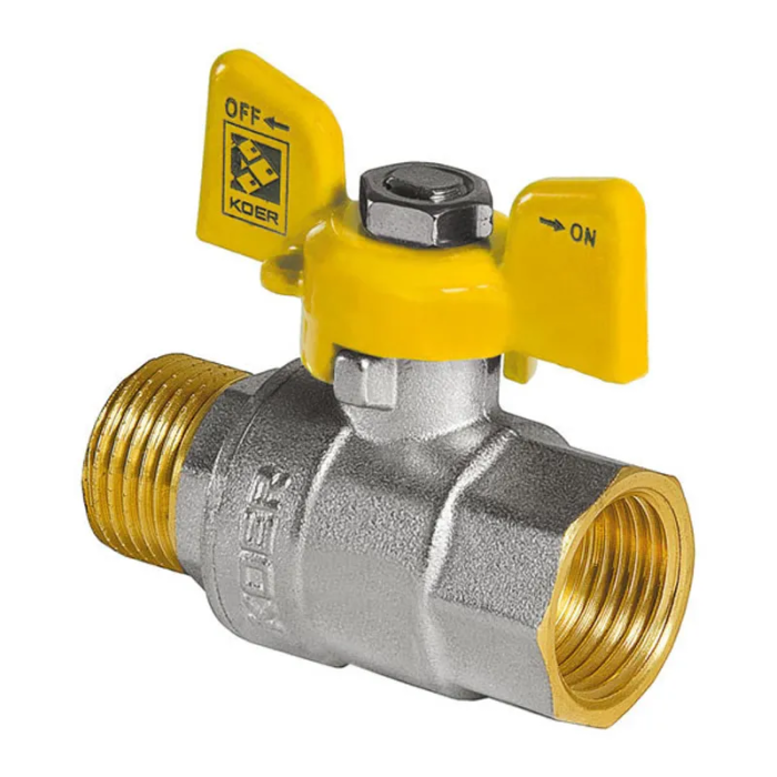 Кран кульовий KOER KR.218.G - 3/4" FM ГШМ YELLOW, ручка "метелик" жовта (KR0094)