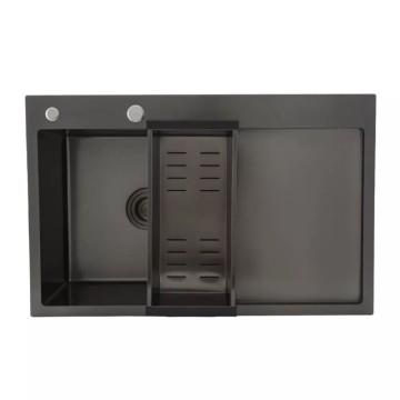 Кухонна мийка GAPPO GS7850-6L накладна 780x500 мм, поверхня PVD, чаша лівая