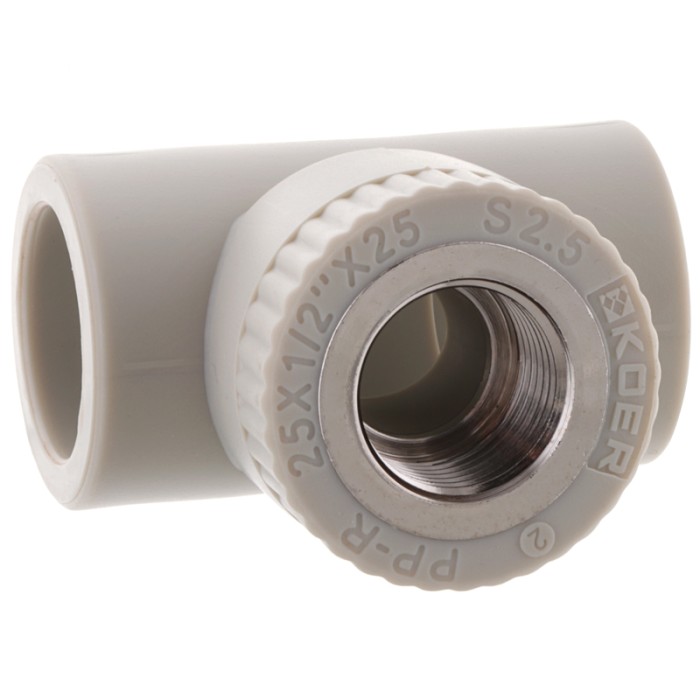 Трійник ВР 25x1/2F PPR Koer K0104.PRO (KP0124) Трійник ВР 25x1/2F PPR Koer K0104.PRO (KP0124)