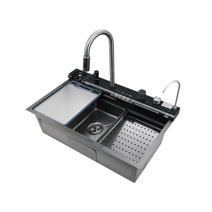 Мийка багатофункціональна Zerix ZH7546-SET-05 Decor Graphite з вбудованим змішувачем з нерж.сталі (ZM5592)