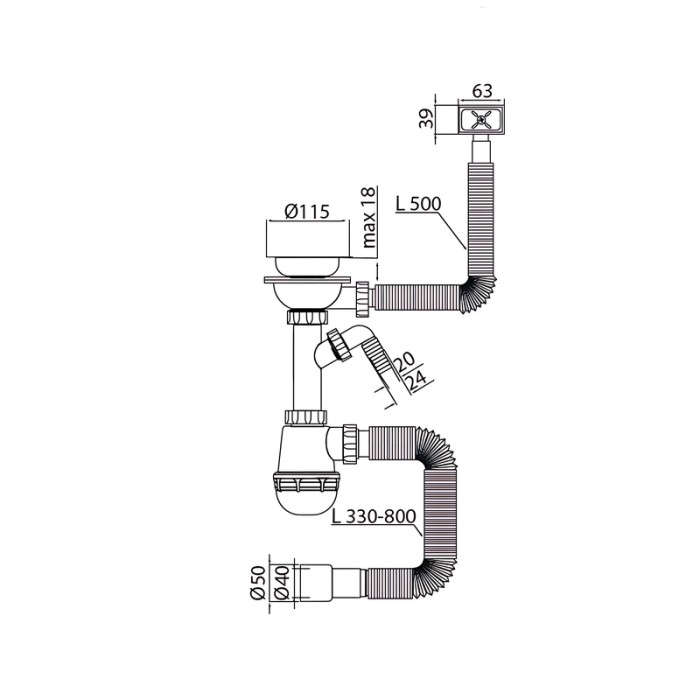 Сифон для кухні Mixxus SK-05-WH 3 1/2 Сифон для кухні Mixxus SK-05-WH 3 1/2