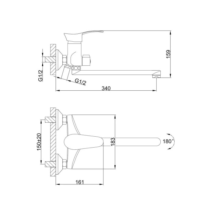 Змішувач для ванни Frap F22001, хром Змішувач для ванни Frap F22001, хром