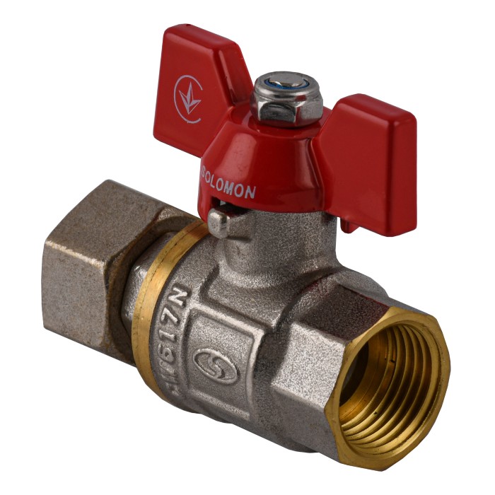 Кран кульовий прямий з накидною гайкою SOLOMON 1/2″ ВВ PN40  (V6002-S)
