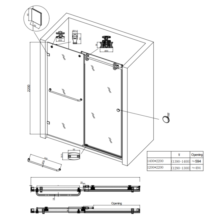 Двері в нішу Koer SR SD06-140x220-TR-07 прозоре скло Easy Clean 8мм, графіт (KR5369) Двері в нішу Koer SR SD06-140x220-TR-07 прозоре скло Easy Clean 8мм, графіт (KR5369)