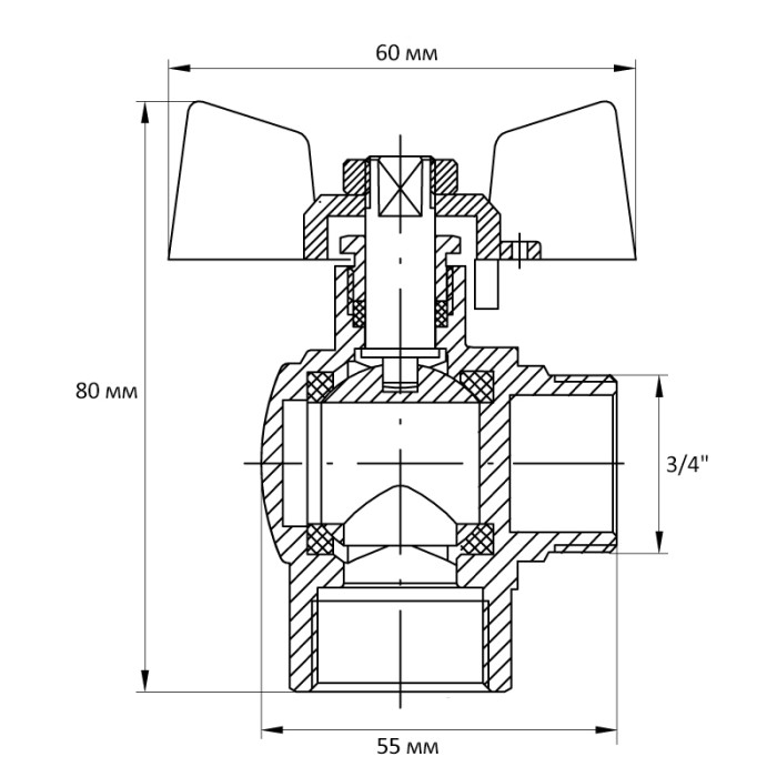 Кран кульовий Koer 3/4" ГШМ кутовий (KR.208) (KR2806) Кран кульовий Koer 3/4" ГШМ кутовий (KR.208) (KR2806)