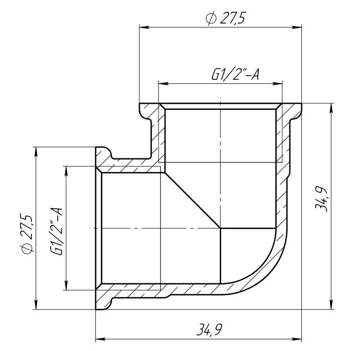 Кутник 1/2″ВВ латунний LL331S OPTIMUM Кутник 1/2″ВВ латунний LL331S OPTIMUM