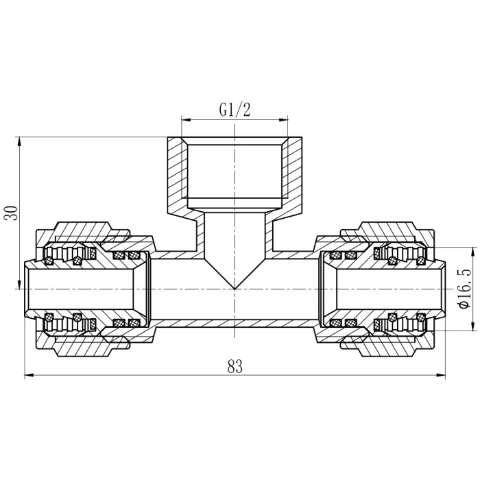 Тройник обтискний Thermo Alliance Forte 16х1/2"х16 ВР SF177W161516 Тройник обтискний Thermo Alliance Forte 16х1/2"х16 ВР SF177W161516