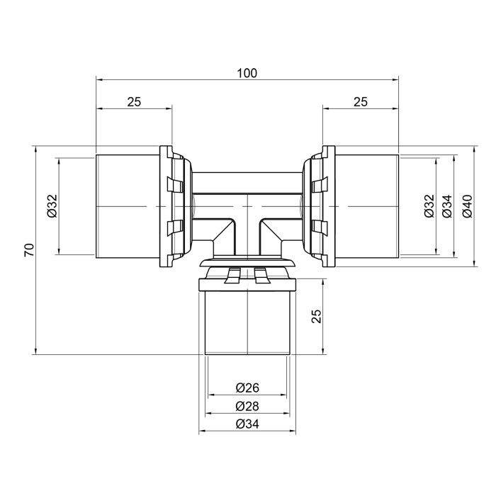 Трійник прес Icma 32х26х32 №406 Трійник прес Icma 32х26х32 №406