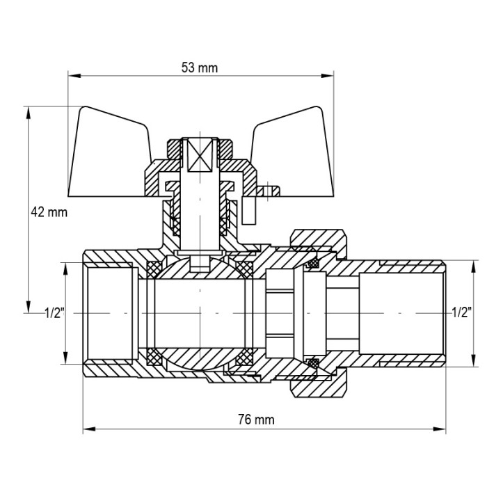 Кран з американкою 1/2" (Koer KR.227.W) білий (KR0015) Кран з американкою 1/2" (Koer KR.227.W) білий (KR0015)