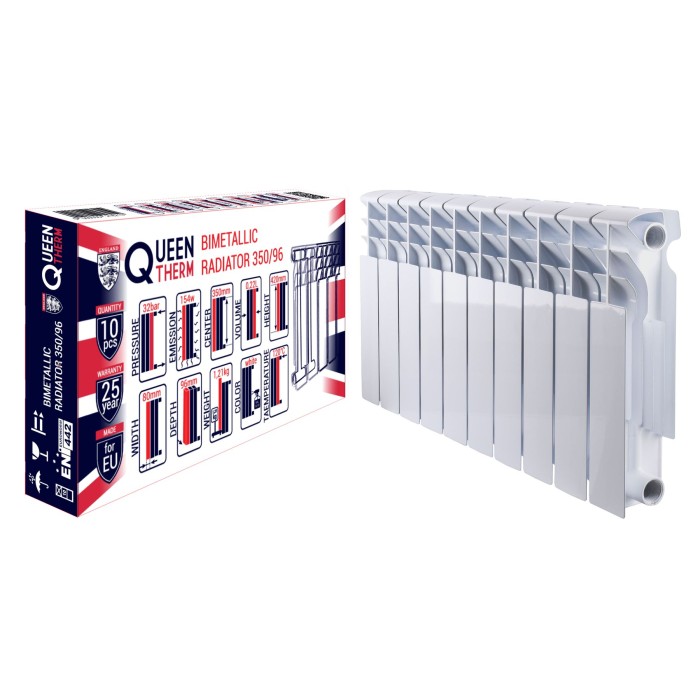 Радіатор біметалевий секційний QUEEN THERM 350/96 (кратно 10) Радіатор біметалевий секційний QUEEN THERM 350/96 (кратно 10)