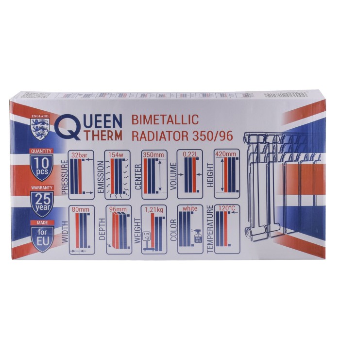 Радіатор біметалевий секційний QUEEN THERM 350/96 (кратно 10) Радіатор біметалевий секційний QUEEN THERM 350/96 (кратно 10)