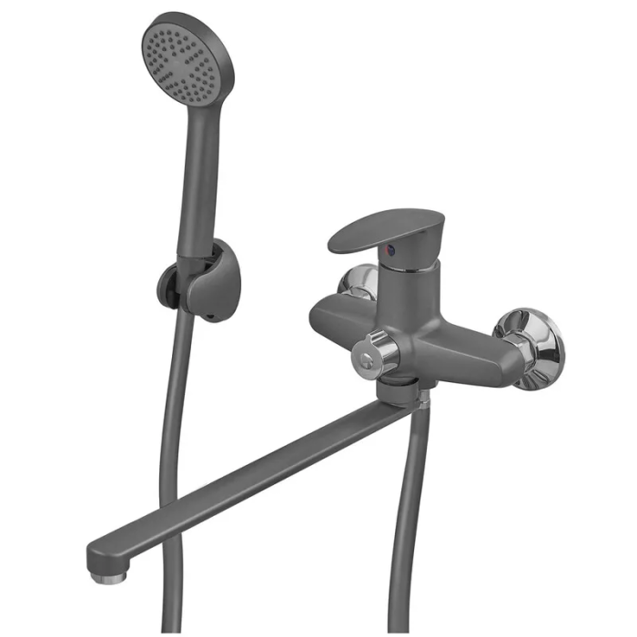 Змішувач для ванни Plamix CEZAR-006 EURO SET Graphite, зі шлангом, лійкою та кронштейном (PM0691) Змішувач для ванни Plamix CEZAR-006 EURO SET Graphite, зі шлангом, лійкою та кронштейном (PM0691)