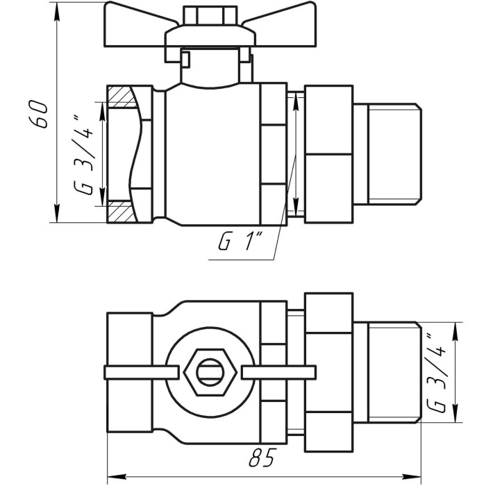 Кран кульовий прямий з американкою ARCO 3/4″ TURIA 0117408 Кран кульовий прямий з американкою ARCO 3/4″ TURIA 0117408