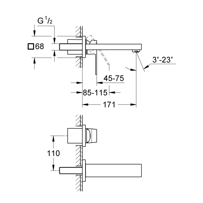 Змішувач для раковини прихованого монтажу Grohe Eurocube (19895000) Змішувач для раковини прихованого монтажу Grohe Eurocube (19895000)