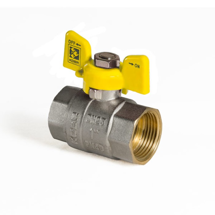 Кран кульовий KOER KR.217.G - 1" FF ГГМ YELLOW, ручка "метелик" жовта (KR0093) Кран кульовий KOER KR.217.G - 1" FF ГГМ YELLOW, ручка "метелик" жовта (KR0093)