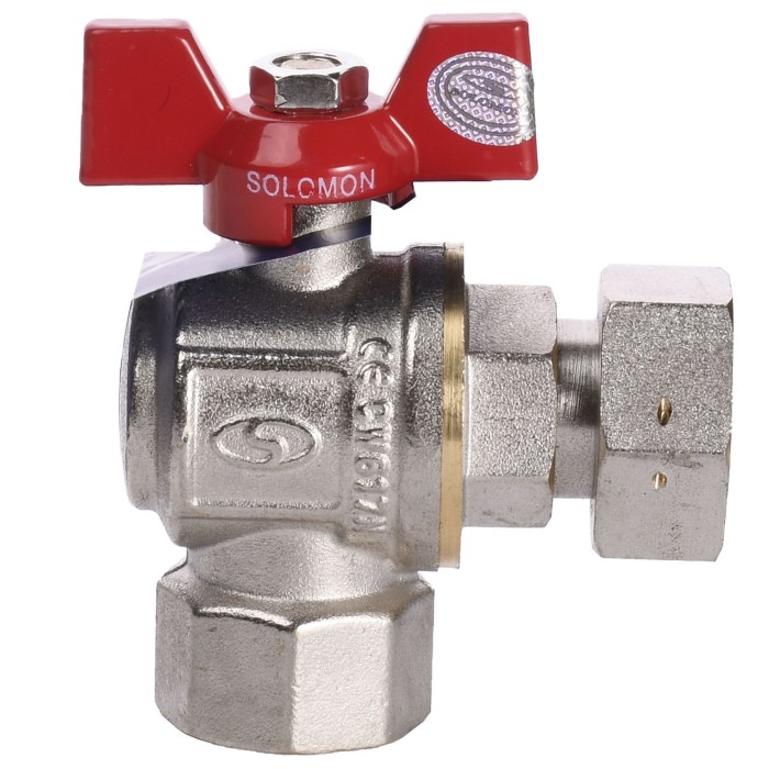 Кран кульовий кутовий з накидною гайкою SOLOMON 3/4″ ВВ PN40 160401 Кран кульовий кутовий з накидною гайкою SOLOMON 3/4″ ВВ PN40 160401
