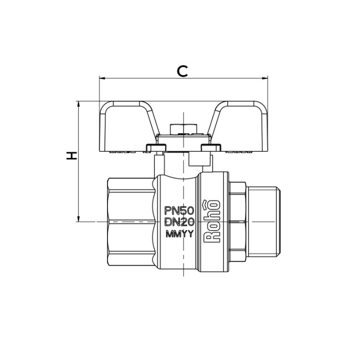 Кран кульовий Roho R101-050B - 1/2" (RO0092) Кран кульовий Roho R101-050B - 1/2" (RO0092)