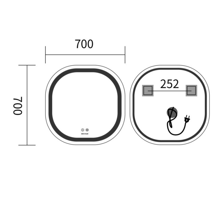 Дзеркало Mixxus Premium DIVERSE MR16-70x70 з Led Touch, Anti-fog, димером (3-6,5kK) (MP6640) Дзеркало Mixxus Premium DIVERSE MR16-70x70 з Led Touch, Anti-fog, димером (3-6,5kK) (MP6640)