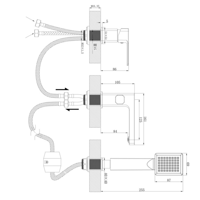 Змішувач для ванни Haiba Kubus 022 (3-hole) (HB3957) Змішувач для ванни Haiba Kubus 022 (3-hole) (HB3957)