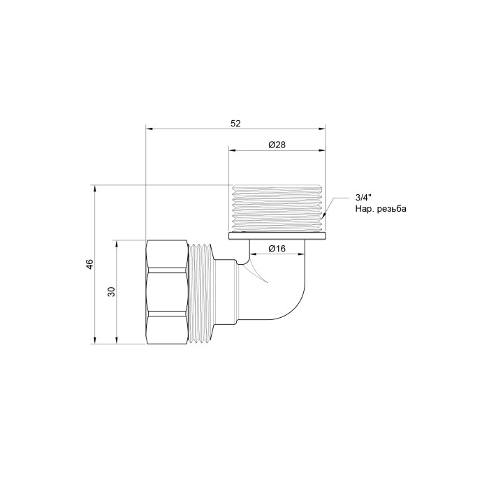 Кут обтискний Thermo Alliance Standart 20х3/4" ЗР SD157W2020 Кут обтискний Thermo Alliance Standart 20х3/4" ЗР SD157W2020