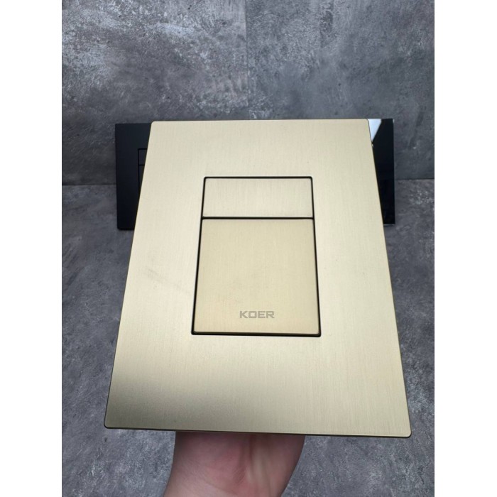 Панель змиву Koer KT-0607-12 157x198x10mm пластикова, кнопка квадратна (колір матове золото) (KR5715) Панель змиву Koer KT-0607-12 157x198x10mm пластикова, кнопка квадратна (колір матове золото) (KR5715)