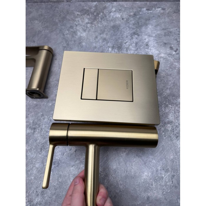 Панель змиву Koer KT-0607-12 157x198x10mm пластикова, кнопка квадратна (колір матове золото) (KR5715) Панель змиву Koer KT-0607-12 157x198x10mm пластикова, кнопка квадратна (колір матове золото) (KR5715)