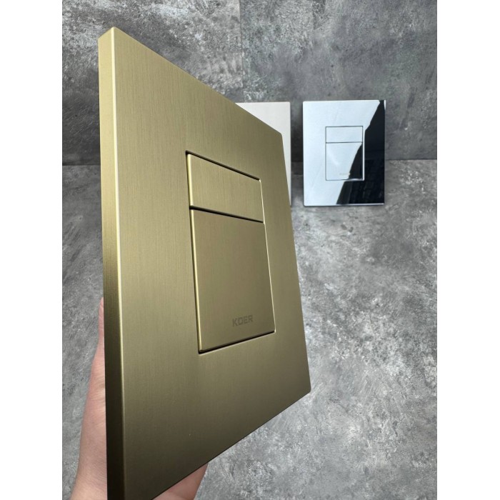 Панель змиву Koer KT-0607-12 157x198x10mm пластикова, кнопка квадратна (колір матове золото) (KR5715) Панель змиву Koer KT-0607-12 157x198x10mm пластикова, кнопка квадратна (колір матове золото) (KR5715)