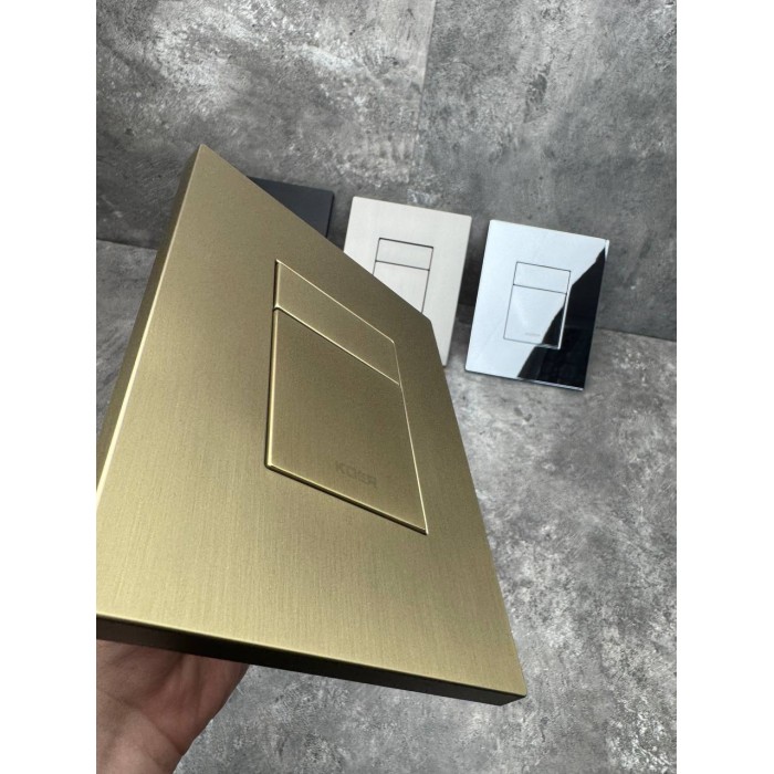 Панель змиву Koer KT-0607-12 157x198x10mm пластикова, кнопка квадратна (колір матове золото) (KR5715) Панель змиву Koer KT-0607-12 157x198x10mm пластикова, кнопка квадратна (колір матове золото) (KR5715)
