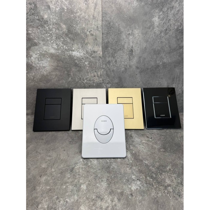 Панель змиву Koer KT-0607-12 157x198x10mm пластикова, кнопка квадратна (колір матове золото) (KR5715) Панель змиву Koer KT-0607-12 157x198x10mm пластикова, кнопка квадратна (колір матове золото) (KR5715)