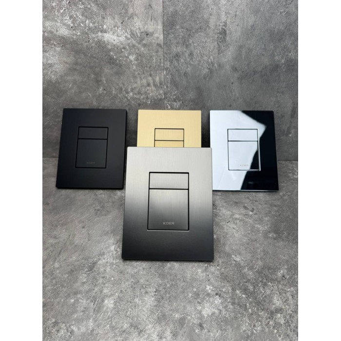 Панель змиву Koer KT-0607-12 157x198x10mm пластикова, кнопка квадратна (колір матове золото) (KR5715) Панель змиву Koer KT-0607-12 157x198x10mm пластикова, кнопка квадратна (колір матове золото) (KR5715)