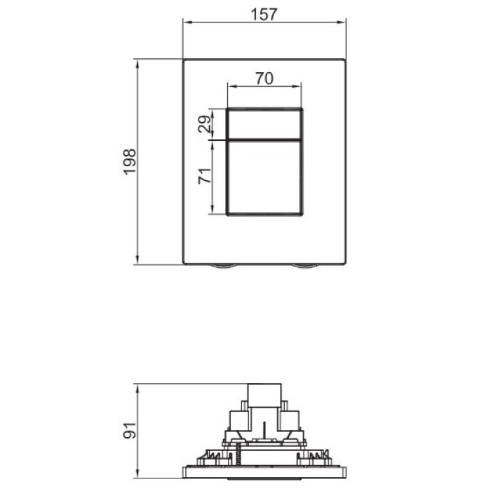 Панель змиву Koer KT-0607-12 157x198x10mm пластикова, кнопка квадратна (колір матове золото) (KR5715) Панель змиву Koer KT-0607-12 157x198x10mm пластикова, кнопка квадратна (колір матове золото) (KR5715)