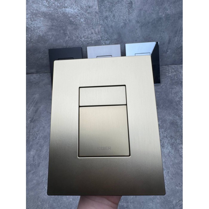 Панель змиву Koer KT-0607-12 157x198x10mm пластикова, кнопка квадратна (колір матове золото) (KR5715) Панель змиву Koer KT-0607-12 157x198x10mm пластикова, кнопка квадратна (колір матове золото) (KR5715)