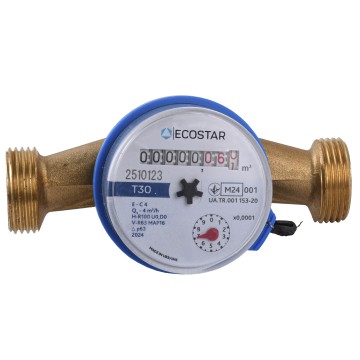 Лічильник холодної води ECOSTAR DN20 3/4″   БЕЗ ШТУЦЕРА   L130 E-C 4,0